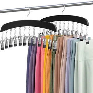 Leggings Hangers For Closet 2 Pcs Wooden Hanging Leggings Organizer Hanger With - Picture 1 of 8