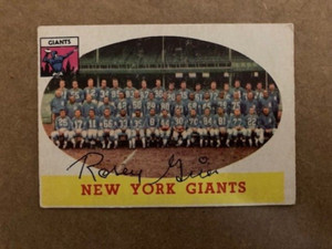 Rosie Grier Signed 1958 Topps NY Giants Team Football Card w/COA