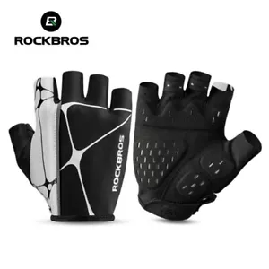 ROCKBROS Bike Bicycle Cycling Half Finger Gloves Shockproof Anti-slip Fingerless - Picture 1 of 11