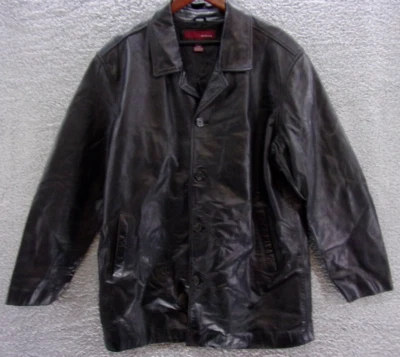 Merona Jacket Mens Large Coat Black Leather - Image 1 of 4