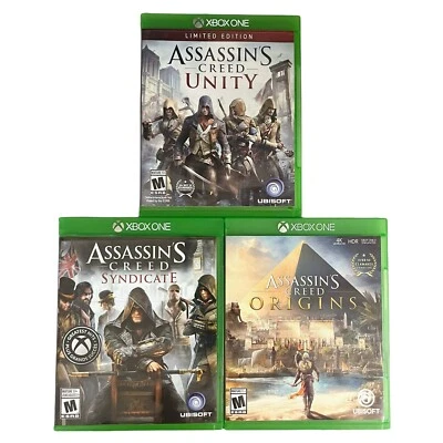 Assassins Creed Xbox One Lot Syndicate, Origins, Unity Good Condition - Image 1 of 4