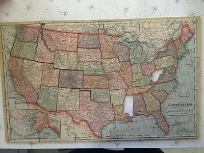 1920s Vintage Madmar Puzzle Map of United States, Selling Missing Pieces - Image 1 of 4