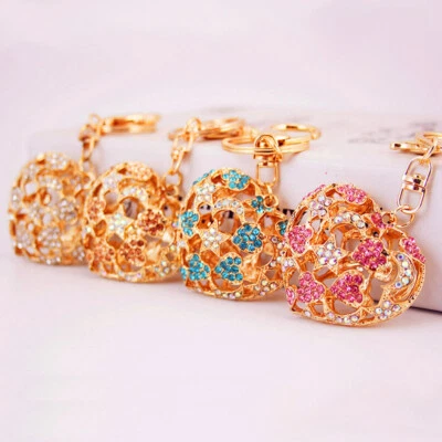 Heart Star Moon Hollow Crystal Rhinestone Keyring Keychain Car Bag Chain Ring - Image 1 of 4