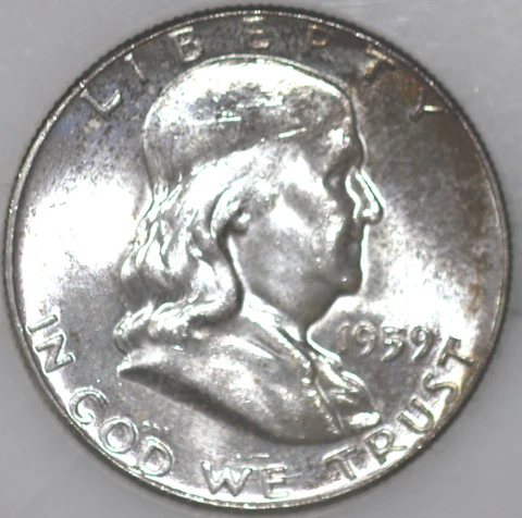 1959-P Franklin Half Dollar Uncirculated 90% Silver As Shown [SN02] Cover