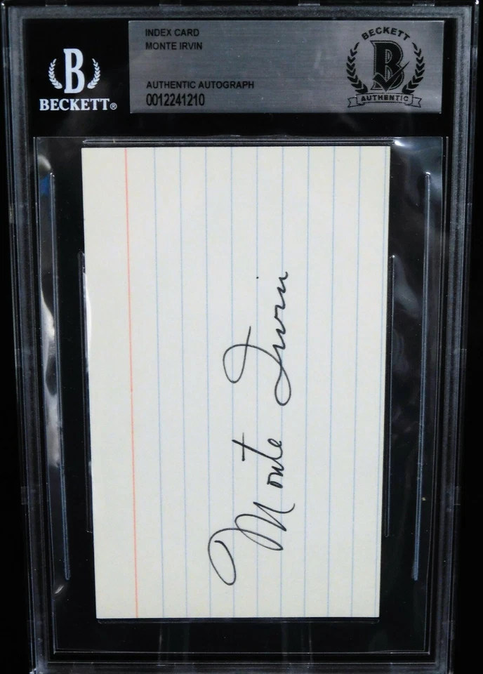 Monte Irvin New York Giants Signed 3x5 Index Card Beckett Authenticated BAS - Image 1 of 1
