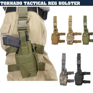 Tactical Adjustable Pistol/Gun Drop Leg Thigh Holster Magazine Pouch Right Hand - Picture 1 of 19