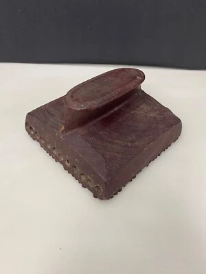 Antique Wood Block for Fabric Textile Hand Sculpted Stamp Chevron Design - Image 1 of 4