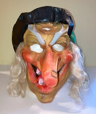 Vintage 1981 Cesar Witch Adult Halloween Mask Old Hag Lady Latex Rubber Costume - Image 1 of 4