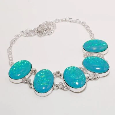 Collana australiana tripletta opale pietra preziosa argento 925 fatta a... - Immagine 1 di 2