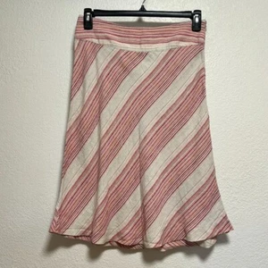 Merona 100% Linen A Line Pink Stripe Skirt - Picture 1 of 11