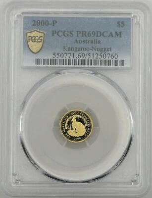 2000 $5 Australia 1/20 Oz Gold Proof Kangaroo / Nugget Coin • PR69 DCAM • POP 7 - Image 1 of 4