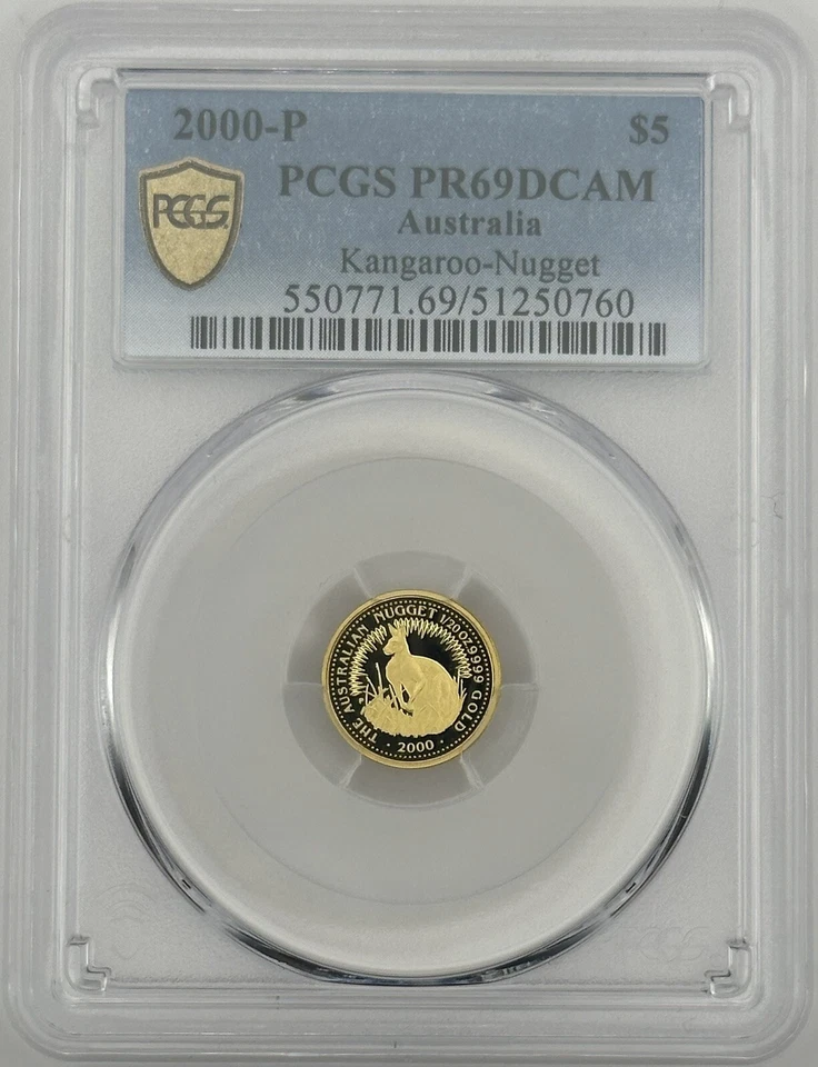 2000 $5 Australia 1/20 Oz Gold Proof Kangaroo / Nugget Coin • PR69 DCAM • POP 7 - Image 1 of 4