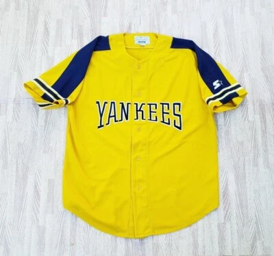 🔥 Camiseta deportiva de béisbol MLB amarilla de los New York Yankees Starter años 90 // grande L para hombre Foto 1 de 4