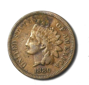 1880 1c Indian Head Penny One Cent US Philadelphia - Picture 1 of 2
