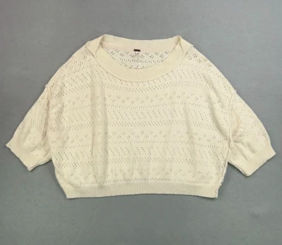 Свитер женский Free People средний размер белый песок замок из песка укороченный большой вырез - Изображение 1 из 4