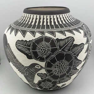 Acoma Pueblo - Vaso XL con colibrì e fiore - Michael/Robin Romero - Foto 1 di 9