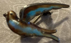 Sterling 925 emailliert blau Vogel Anstecknadel Norwegen Pinback Brosche Anhänger (A5) - Bild 1 von 3