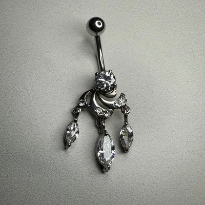 Anillo colgante ombligo ombligo plata esterlina 925 años 90 circonita cúbica piercing joyería Foto 1 de 4