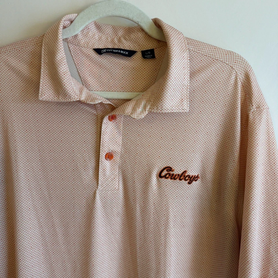 Polo Oklahoma State OSU Cowboys naranja blanco estampado cortador y Buck Performance Foto 1 de 4