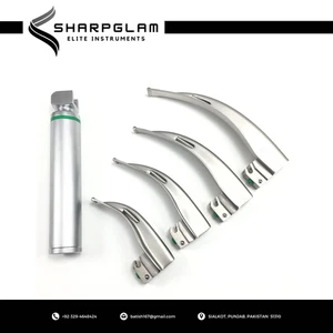 SharpGlam 16-010 LED Fiber Optic Macintosh Laryngoscope Set 4 Blades+Handle - Picture 1 of 6