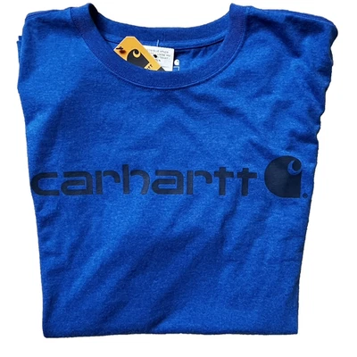 Carhartt Tee Men’s SZ L Beacon Blue Loose Fit Heavyweight Graphic Logo Workwear - Image 1 of 4