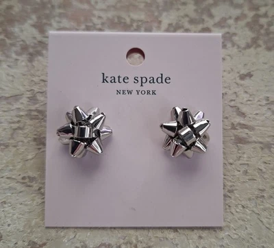 NWT Kate Spade New York Bourgeois Bow Silver Earrings - Image 1 of 2