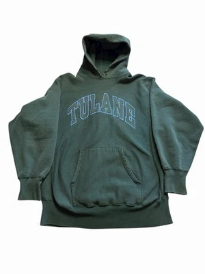 Champion Reverse Weave Tulane Green Wave Hoodie 1980s 80s Xl Green Sweatshirt - Image 1 of 4