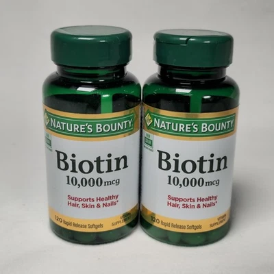 Nature's Bounty Biotin 10000mcg 120 Rapid Softgels Each 2-Pack Exp 12/2027 - Image 1 of 3