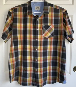 Camisa de hombre Ecko Unltd a cuadros gris amarillo naranja abotonada talla XXL manga corta - Imagen 1 de 10