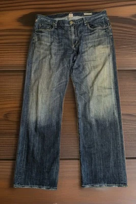 Citizens Of Humanity Jeans Men 38x33 Dark Blue Denim Evans Relaxed USA Made Fray - Image 1 of 4