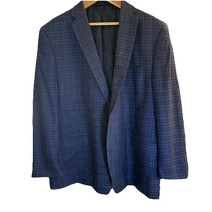 Blazer Abrigo Deportivo Lauren Ralph Lauren Azul a Cuadros Talla 54L - 2 Botones Lana Seda - Imagen 1 de 12