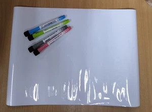 Fridge Board Magnetic Notice Memo Whiteboard Large 42cms x 30cms with 4 pens - Picture 1 of 4