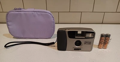 Pentax PC-330 35mm Point & Shoot Film + Flash Tested Camera Bundle w/ Batteries - Image 1 of 4