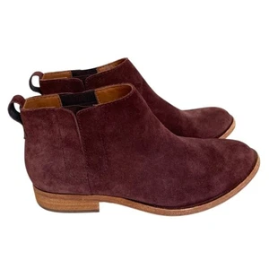 Kork-Ease Velma Burgundy Suede Elastic Gore Bootie Ankle Boot Size US 7 VGUC - Picture 1 of 8