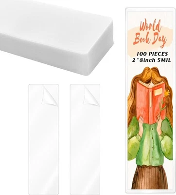 100Pieces Bookmark Laminating Pouches 2 * 8inch Hot Laminator Transparent  - Image 1 of 4