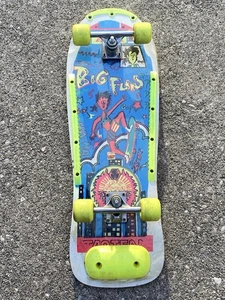 Vintage 1980s Big Fun Skateboard Blacklight Graphic Neon Rails & Nose Guard 30"  - Picture 1 of 14