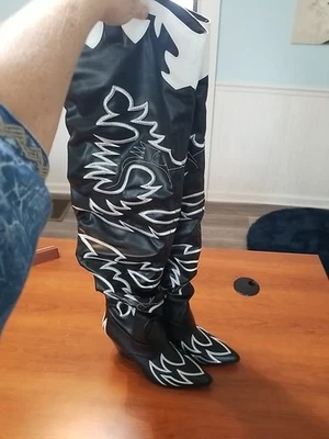 Botas Cape Robbin Kelsey-21 negras occidentales puntiagudas sobre la rodilla muslo 7,5 Foto 1 de 4