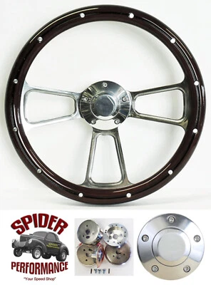 1961-1964 Ford pickup wood steering wheel 14" CLASSIC BILLET - Image 1 of 4