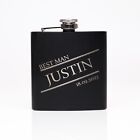 Groomsman, Usher, Best Man Gift Ideas Black Hip Flask With optional Gift Box