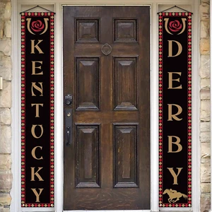 Kentucky Derby Porch Banner Run for the Roses Horse Racing Themed Party Front Do - Picture 1 of 5