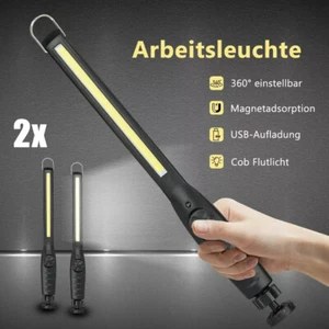 2tlg COB LED KFZ Arbeitsleuchte Magnet Werkstattlampe Handlampe Stablampe Akku - Bild 1 von 12