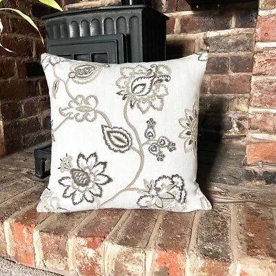 1277. Tiverton Parchment Embroidered Cushion Cover Various sizes - Image 1 of 4