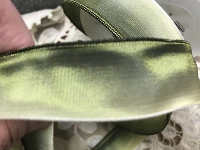 vintage ribbon ombre rayon acetate 7/8" yellow moss 1yd made in France - Image 1 of 3