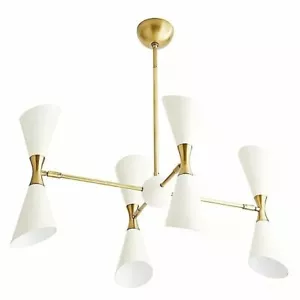 White Brass Italian Arteriors Chandelier Mid Century Sputnik Stilnovo Light 4Arm - Picture 1 of 8