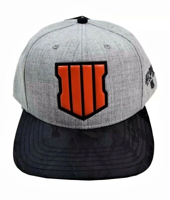 LLAMADA OFICIAL DE DEBER BLACK OPS 4 VINILO ESCUDO SNAPBACK SOMBRERO - GRIS JASPEADO - NUEVO Foto 1 de 4