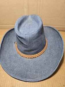 Resistol Postkutsche Ranchman Hut Western Denim geflochtenes Lederband Größe 7 - Bild 1 von 4