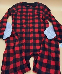 Carter’s Boys Red & Black Plaid Footed Pajamas One Piece New Size 14 - Picture 1 of 3
