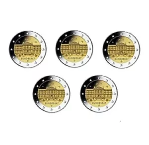 5 x 2 Euro Sondermünze/Gedenkmünze Deutschland 2019 Bundesrat ADFGJ - Bild 1 von 1