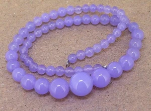 6-14mm Light purple natural chalcedony jades gem round beads necklace 18" - Picture 1 of 1