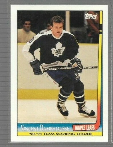 1991-92 Topps Team Scoring Leaders Insert Vincent Damphousse #9 Maple Leafs - Image 1 of 1